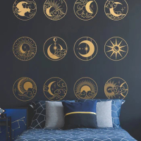 Mystical Sun Moon Wall Decals Celestial Elements Vinyl Sticker Mystical Wall Art Headboard Wall Murals Astrology 2151