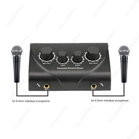 Audio Sound Mixer Portable Dual Mic Inputs For Amplifier &amp; Microphone Karaoke Ok Mixer Black Plug For Amplifier Tablet