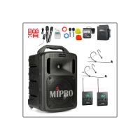 【MIPRO】MA-708 黑色 配2頭戴式麥克風(豪華型手提式無線擴音機/藍芽最新版/遠距教學)