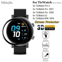 100PCS 3D Soft Screen Protector for TicWatch Pro 3 Smart Watch Full Cover Scratch-Proof Protective Film for Ticwatch E3 GTK GTA