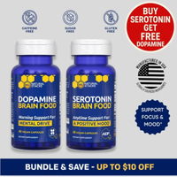 Dopamine & Serotonin Brain Food ™ Stack Supplement Bundle w/L-Tyrosine for Focus & Mental Drive - L-
