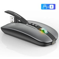 Original FMOUSE M113 Mouse 2.4G Slim Mouse with USB Receiver Wireless Bluetooth 5.1 Dual Mode 2400 DPI Mute Desktop Return