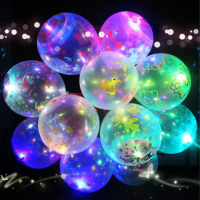 發光帶燈氣球七彩閃燈夜光多款透明LED燈微商地推街賣小禮品