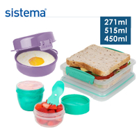 【sistema】紐西蘭進口早午餐保鮮盒3入組(蛋微波盒+三明治盒+優格盒)
