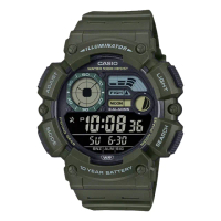 【CASIO 卡西歐】多功能數位男錶 月相 釣魚指示 LED照明 防水100米 WS-1500H(WS-1500H-3B)