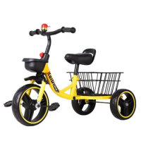 Children's tricycles, bicycles, baby strollers, children's yellow bikes, bicycles, and baby bicycles can be pedaled
