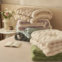 New three-layer taffeta velvet blanket for autumn and winter Thick velvet blankets, plain blankets, 