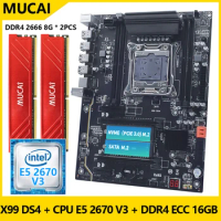 MUCAI X99 DS4 Motherboard LGA 2011-3 Kit Set With DDR4 16GB(2*8GB) 2666MHz RAM Memory And Intel Xeon E5 2670 V3 CPU Processor