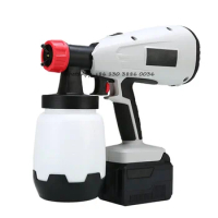 800W 21V 6000mAh High Power Electric Paint Sprayer 800ml Large Capacity HVLP Spray Gun with 2 Nozzle for Latex Spraying