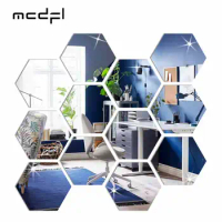 MCDFL Large Hexagonal Mirror Stickers for Bedroom Big Acrylic Wall Mirrors Model Decorative Self-Adhesive Bathroom Soft 3d Tiles