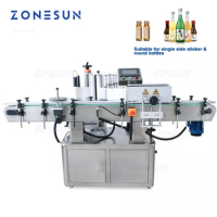 ZONESUN Automatic Round Bottles Labeling Machine Vial Glass Jar Tabletop Can Sticker Wine Water Bottle Sleeve Label Dispenser