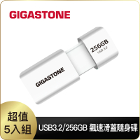 【GIGASTONE 立達】256GB USB3.1/3.2 Gen1 極簡滑蓋隨身碟 UD-3202 白-超值5入組(256G USB3.2 高速隨身碟)