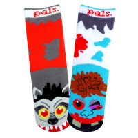 【Pals Socks】好夥伴兒童襪-狼人吸血鬼-4-8Y(棉質厚織襪 左右腳不同 不對稱襪 鴛鴦童襪)