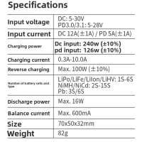 B6neo+ Pengecas Pintar 240W DC, PD 126W, Pengecas Penyejajaran Bateri PD 80W