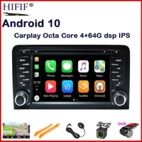 IPS DSP For Audi A3 S3 2002-2013 4G RAM 8 core 2 din Android10 car radio multimedia dvd player GPS navigation stereo obd DVR TPM