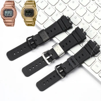 Resin Strap for Casio G-SHOCK GMW-B5000 Stainless Steel Hoop Black Waterproof Replacement Bracelet Rubber Band Watch Accessories