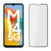 【YADI】Samsung Galaxy M14 高清透滿版鋼化玻璃保護貼(9H硬度/電鍍防指紋/CNC成型/AGC原廠玻璃-黑)