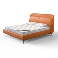 Retail fashion hot sale metal frame oak wood king queen size orange electric home adjustable smart bed