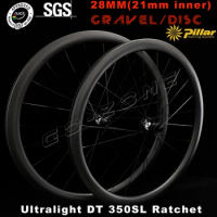 700c Ultralight Carbon Wheelset Disc Brake Gravel Cyclocross 28mm DT 350 Ratchet Pillar 1423 Center Lock UCI Road Bicycle Wheels