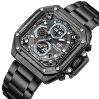 Original 100% Evans Jayden 9558 Jam Tangan Pria Rantai Stainless Steel Chronograph Kaca Sapphire Wat
