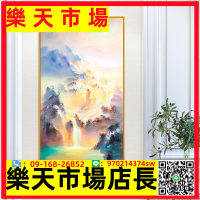 入戶門正對門掛畫玄關壁畫聚寶盆裝飾畫抽象畫山水風景現代油畫