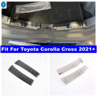 Black / Silver Rear Trunk Bumper Sill Plate Protector Guard Cover Trim For Toyota Corolla Cross 2021 - 2023 Exterior Accessories