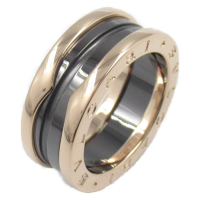 【二手名牌BRAND OFF】BVLGARI 寶格麗 黑色陶瓷 18K玫瑰金 B-zero1戒指 #53