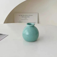 【Floral M】Ins風蒂芬尼藍陶瓷迷你小花瓶(花瓶/插花/玻璃瓶/小口花瓶/花器/花盆/陶瓷花瓶/桌面擺飾)