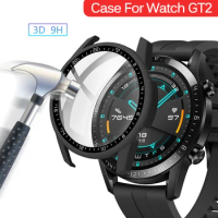 For Huawei Watch GT 2 46mm Accessories Full Coverage Bumper Screen Tempered Protector WatchGT2 GT2 46 mm Protective Case Cover