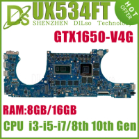 KEFU UX534FT Motherboard For ASUS ZenBook15 UX534FTC UX534FN UX534FA Notebook Mainboard I5-I7/8th I7-10510U GTX1650 8GB/16G-RAM