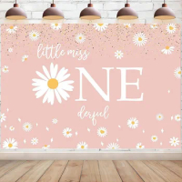 Daisy First Birthday Backdrop Little Miss Onederful 1st Birthday Photography Background Floral Girl One Year Party Decoration