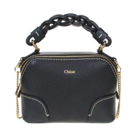 【Chloe’ 蔻依】CHC20WS362C624D4 經典Mini Daria手工編織提把金屬鍊帶手提/肩背兩用包(黑色)