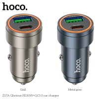 Tẩu sạc ô tô / Cốc sạc xe hơi Hoco Z57A 2 cổng TypeC PD 30W và QC 3.0 18W