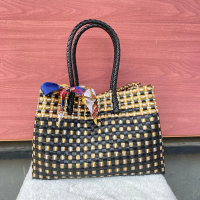 Jally Premium Tas Anyaman Wanita Muat Hingga 10 Kg - Tas Totebag Muat Banyak Tali Adjustable Hitam C