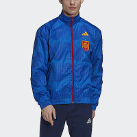 Adidas FEF WC ANTHM [HE8920] 男 雙面 運動 外套 足球 西班牙國家隊 亞洲版 立領 紅 藍