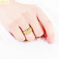 Classic Pure Copy Real 18k Yellow Gold 999 24k for Men Women the Star Ring Opening Can Be Adjusted Fashionable and Versatile Nev