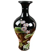 Chinese Old Black Porcelain Ornaments "Lotus Necked " Vase