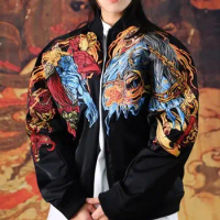 New Zhong Kui-Artists Co branded Heavy Industry Embroidery Limited Edition Vintage Streetwear Sukajan Souvenir Jacket