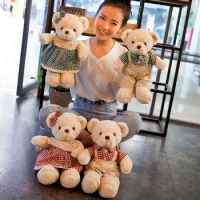 1 PCS Cartoon Lover Wedding Bear Doll Soft Stuffed Plush Toy Dress Teddy Bear Animal Doll For Audlt Birthday Gift