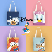 Disney Canvas Bag Donald Daisy Portable Large-capacity Tote Bag Cartoon Female Shoulder Bag Student Portable Storage Bag Gifts