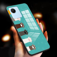 เคสสำหรับ REALME C30 c30s/REALME NARZO 50I PRIME ลูกแมว คลื่น กันกระแทก เคลือบเงา กระจกนิรภัย ฝาหลัง