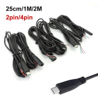 USB 2.0 Type C male Female Plug Connector repair Welding DIY Cable power Charger 25cm 1m 2m 2 4 core pin 4pin data extend Wire t