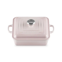 【Le Creuset】典藏琺瑯鑄鐵鍋方鍋 24cm(貝殼粉-鋼頭-內鍋白)