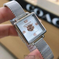 COACH22mm方形銀精鋼錶殼白銀色錶盤米蘭銀色錶帶款CH00140