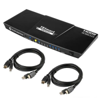 HDMI Switch 4 Port 4 In 1 Out 4K@60Hz switcher multi viewer powered kvm switch 4 input 1 output