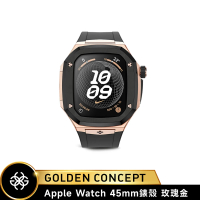 【Golden Concept】Apple Watch 45mm 保護殼 SPIII45 玫瑰金錶殼/黑橡膠錶帶(蝴蝶扣運動版)