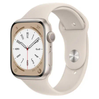 Apple Watch S8 GPS ; 45mm 星光色鋁金屬錶殼搭配星光色運動型錶帶 _ 台灣公司貨+贈
