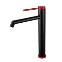Basin Faucet 304 SUS Bathroom Mixer Tap Black/Red Wash basin Single Handle Hot Cold Brushed Gold Lavotory