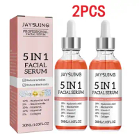 2PC Anti Aging Face Serum 5 in 1 Wrinkle Remove Fade Fine Lines Vitamin C Lighten Spots Whitening Shrink Pores Acne Repair