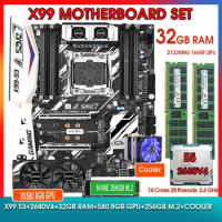 X99-S3 Motherboard KIT Xeon E5 2680 V4 CPU 32GB (16G*2) 2133MHZ RMA NVME 256GB M.2 SSD RX 580 8GB Video Card and cooler